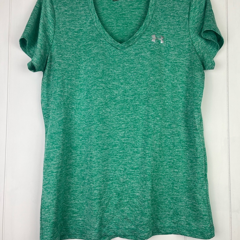 Under Armour Women's Heatgear Green V-Neck Tee